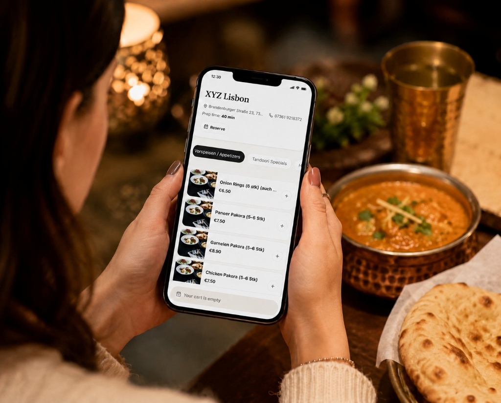 Spiceup-Lite order flow: menu, cart, delivery details and secure checkout